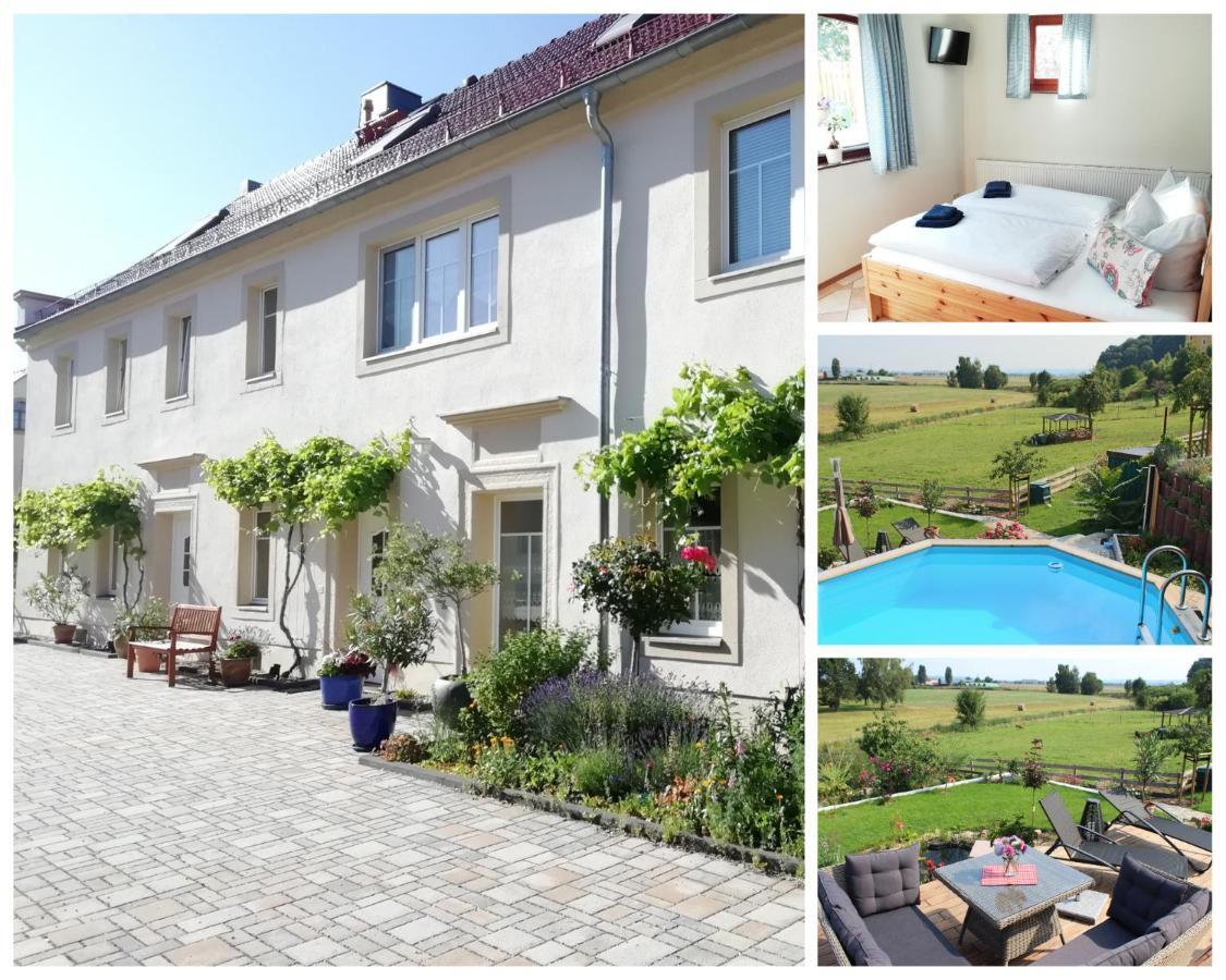 Ferienhof Graefe - 3-Seiten Hof Mit Grossem Garten, Pool & Sauna Meißen المظهر الخارجي الصورة